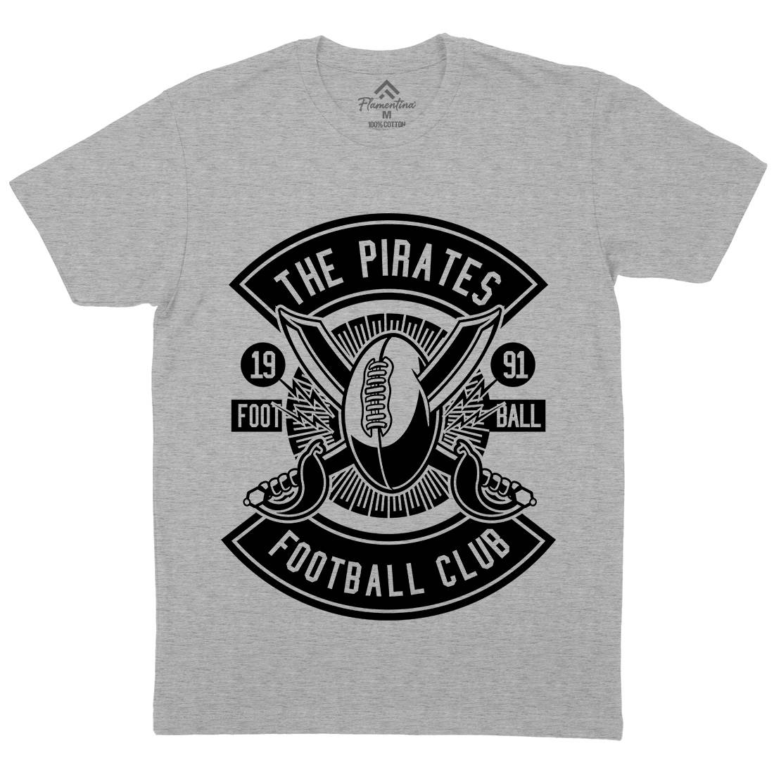 Pirates Football Mens Organic Crew Neck T-Shirt Sport B599