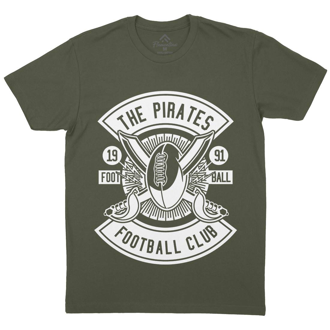 Pirates Football Mens Organic Crew Neck T-Shirt Sport B599