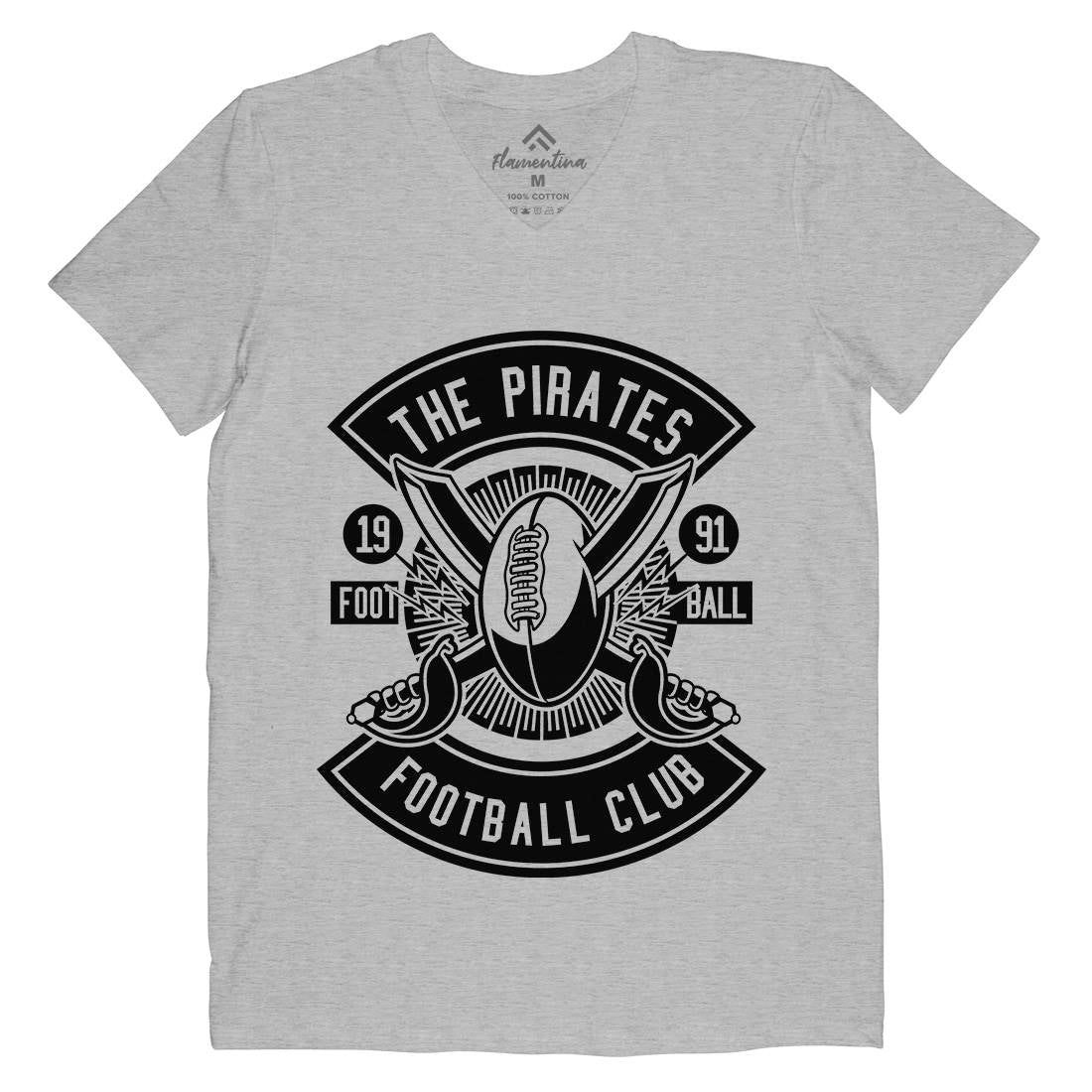 Pirates Football Mens Organic V-Neck T-Shirt Sport B599
