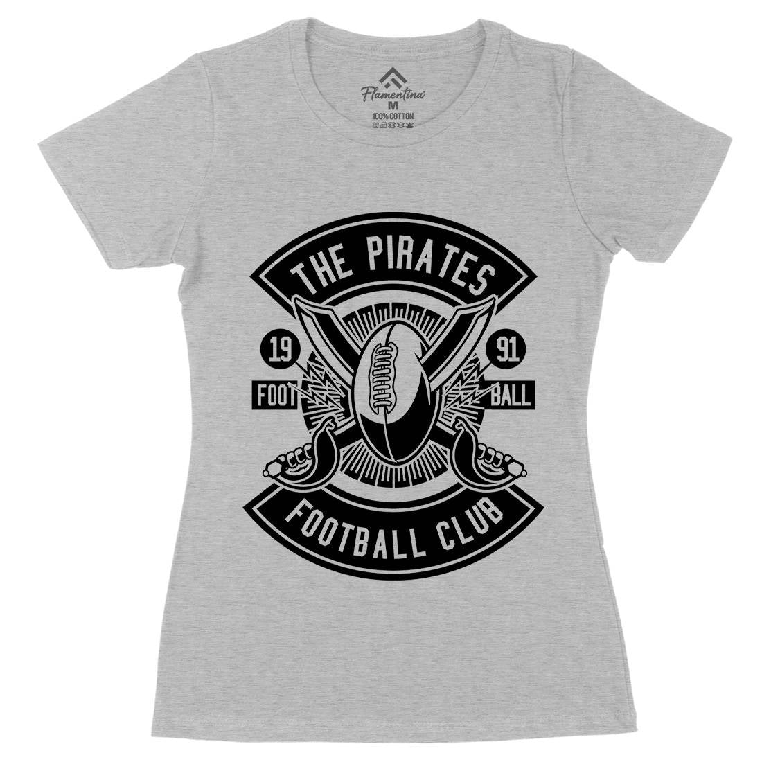Pirates Football Womens Organic Crew Neck T-Shirt Sport B599