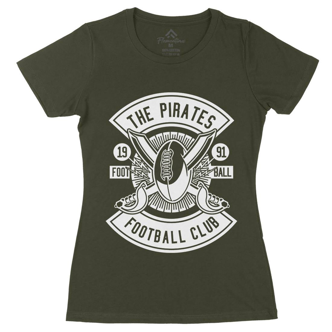 Pirates Football Womens Organic Crew Neck T-Shirt Sport B599