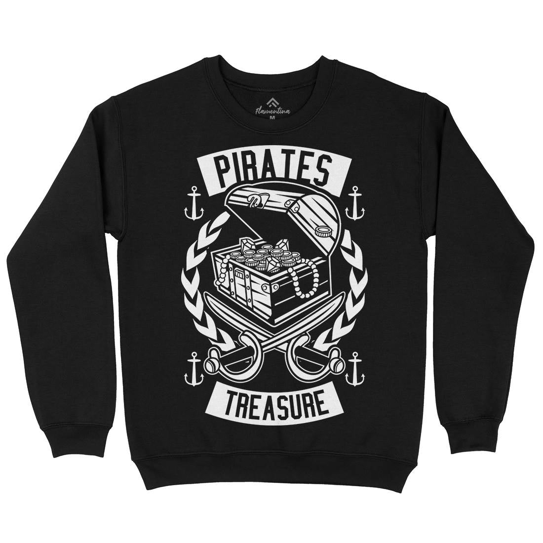 Pirates Treasure Mens Crew Neck Sweatshirt Navy B600
