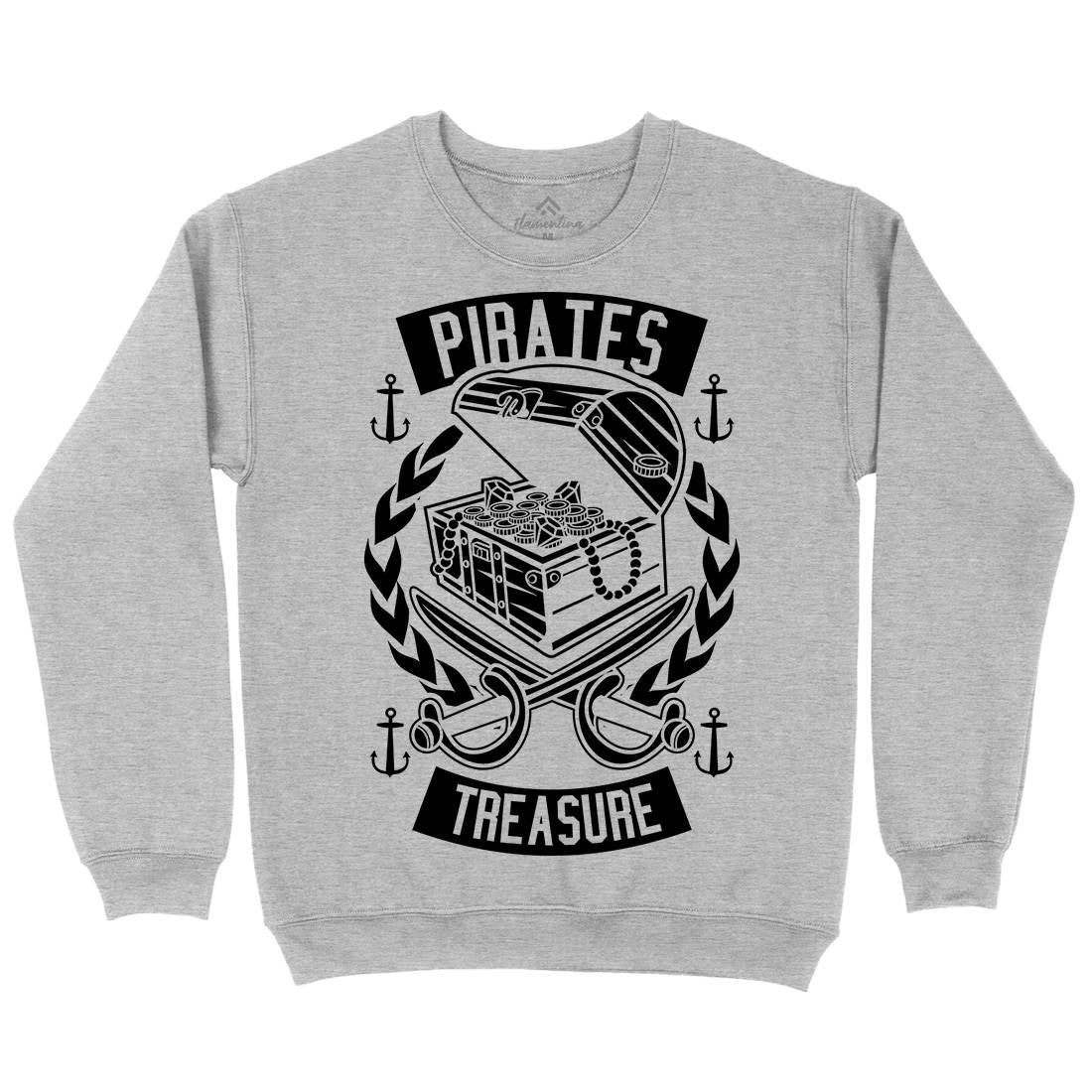 Pirates Treasure Mens Crew Neck Sweatshirt Navy B600