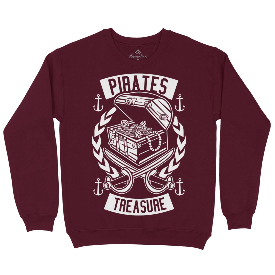 Pirates Treasure Kids Crew Neck Sweatshirt Navy B600