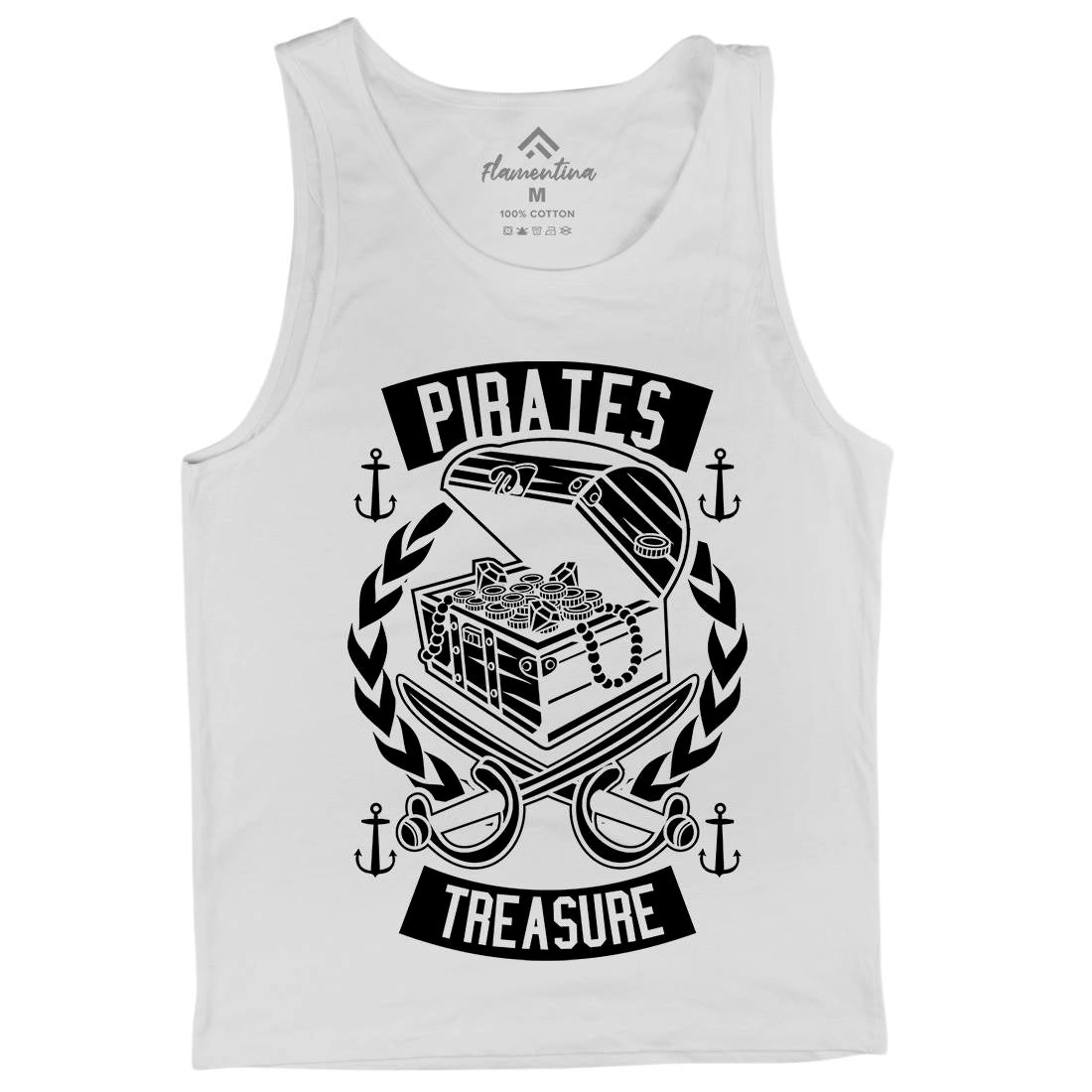 Pirates Treasure Mens Tank Top Vest Navy B600