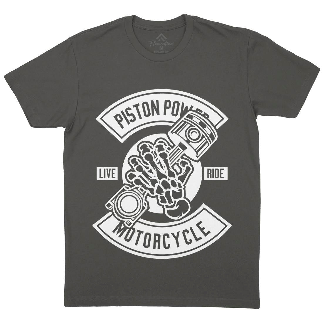 Piston Power Mens Crew Neck T-Shirt Motorcycles B601