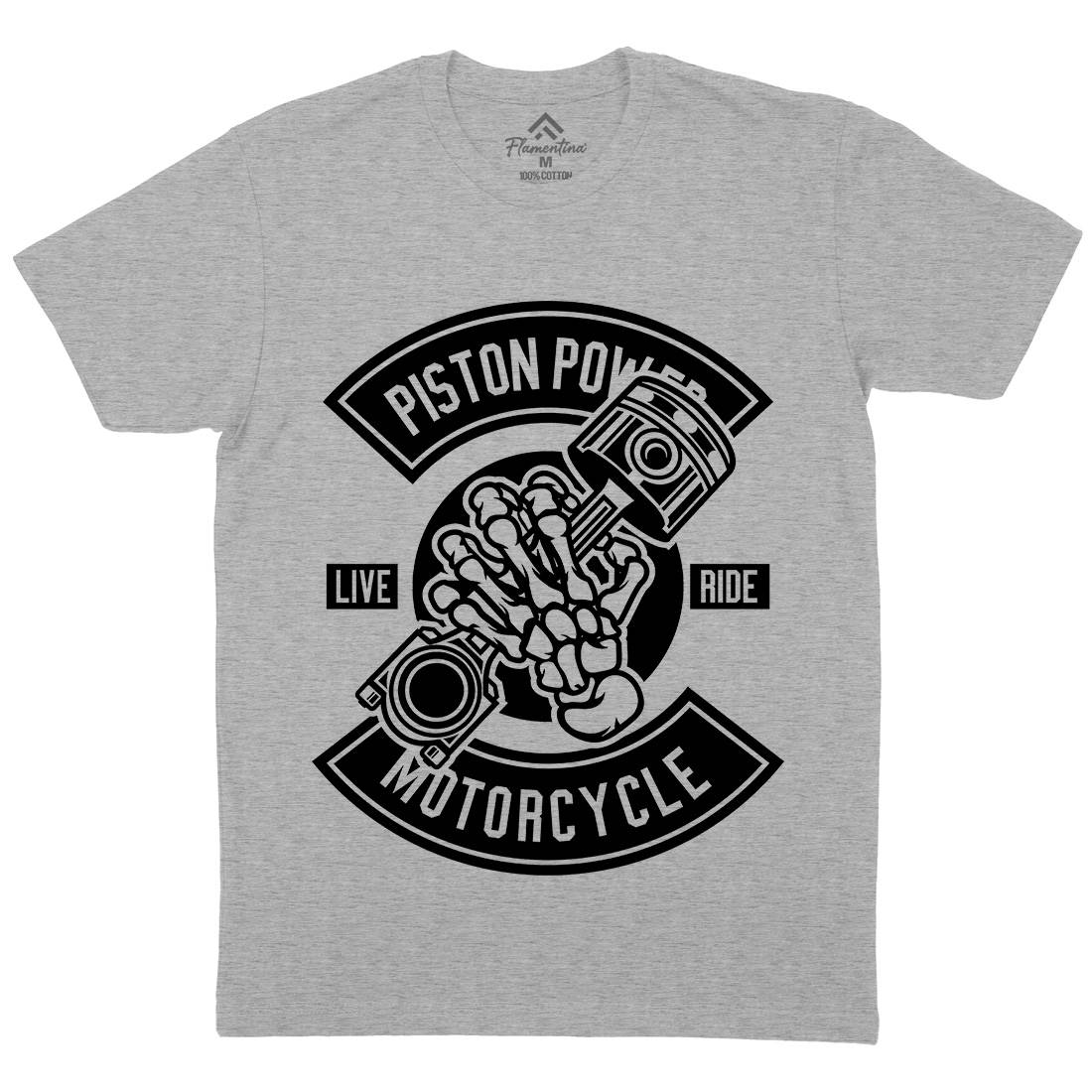 Piston Power Mens Crew Neck T-Shirt Motorcycles B601