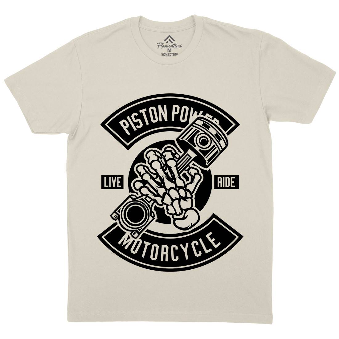 Piston Power Mens Organic Crew Neck T-Shirt Motorcycles B601