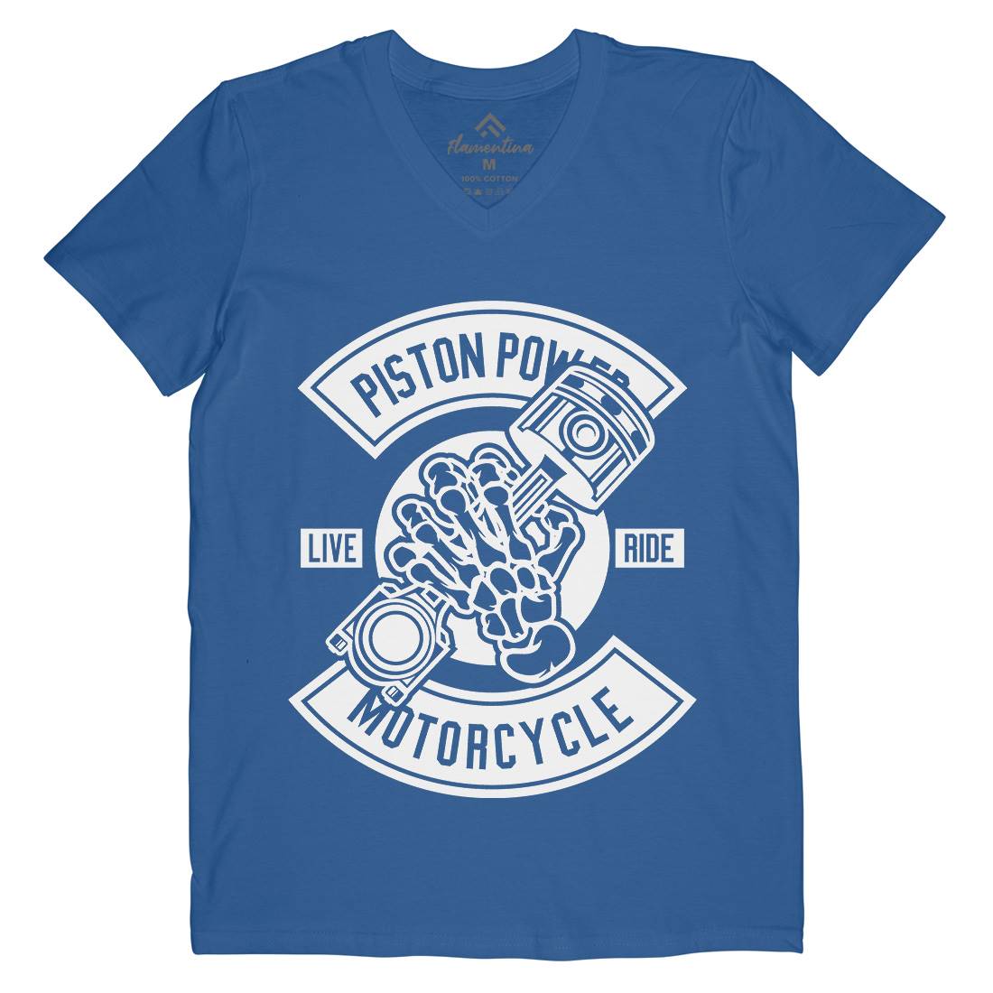 Piston Power Mens V-Neck T-Shirt Motorcycles B601