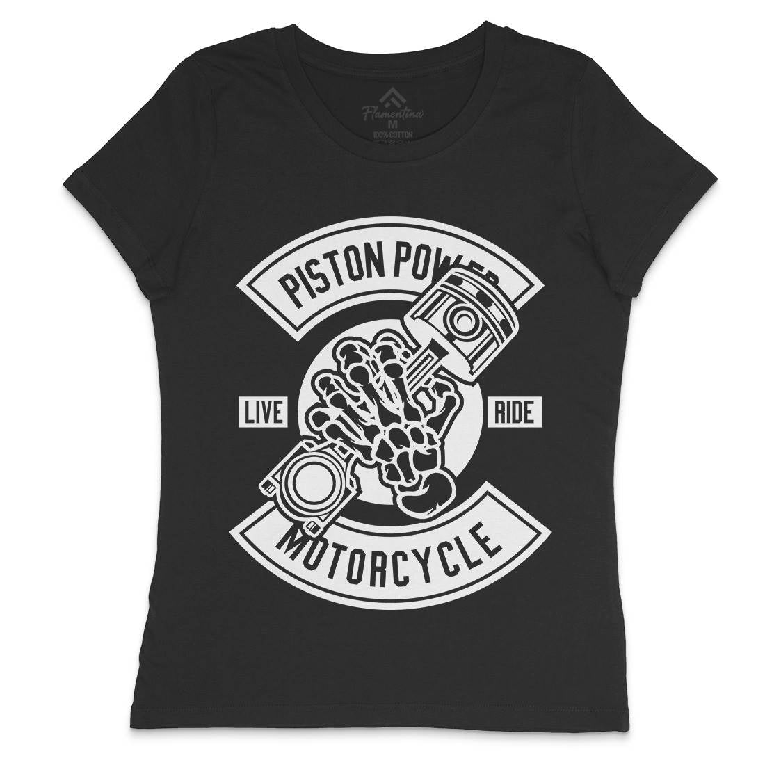 Piston Power Womens Crew Neck T-Shirt Motorcycles B601