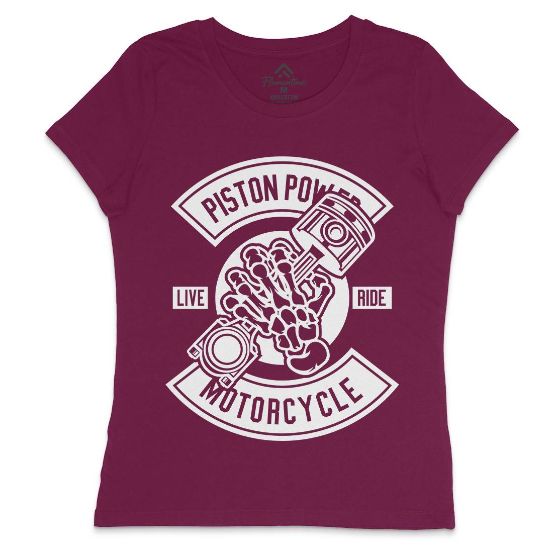 Piston Power Womens Crew Neck T-Shirt Motorcycles B601