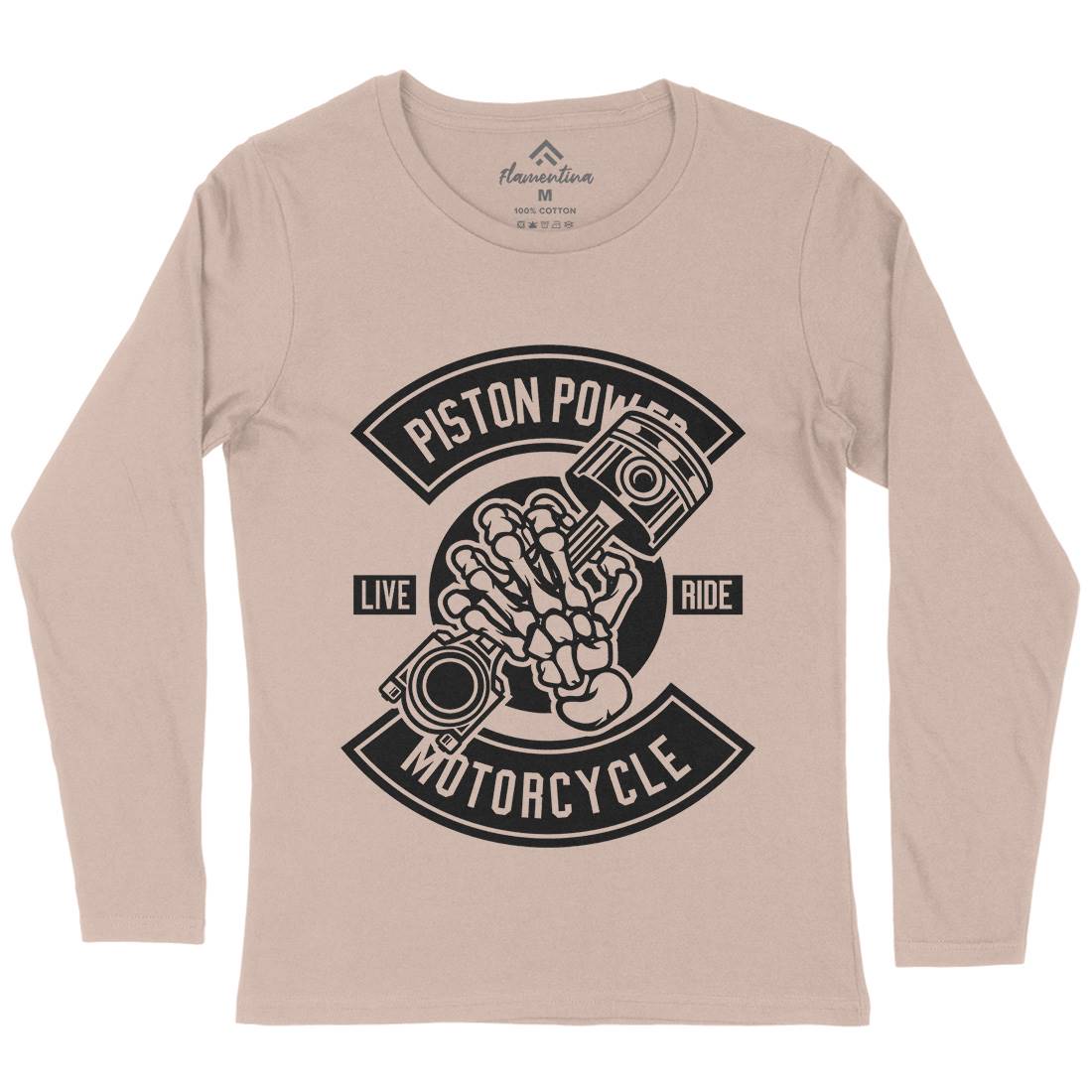 Piston Power Womens Long Sleeve T-Shirt Motorcycles B601
