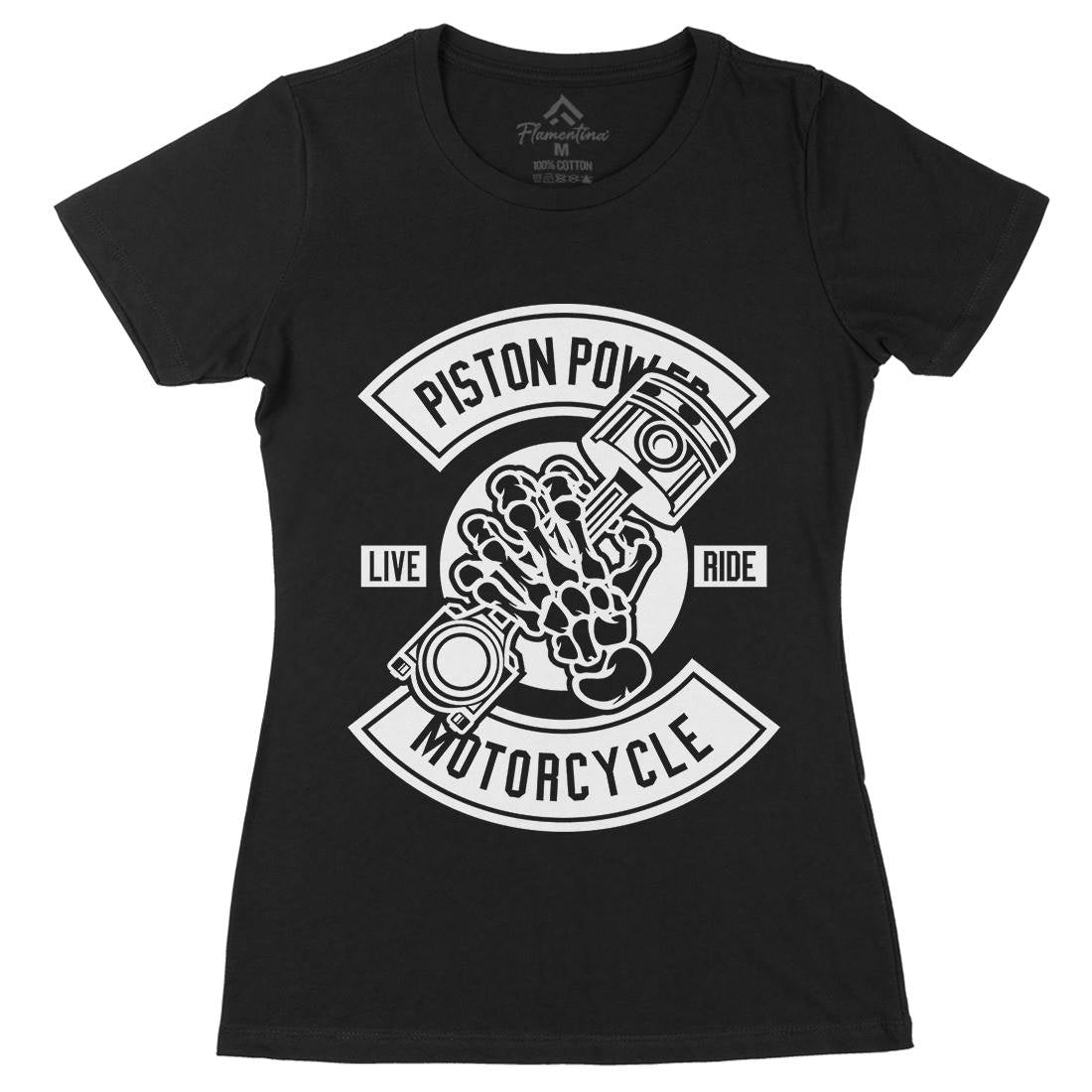 Piston Power Womens Organic Crew Neck T-Shirt Motorcycles B601