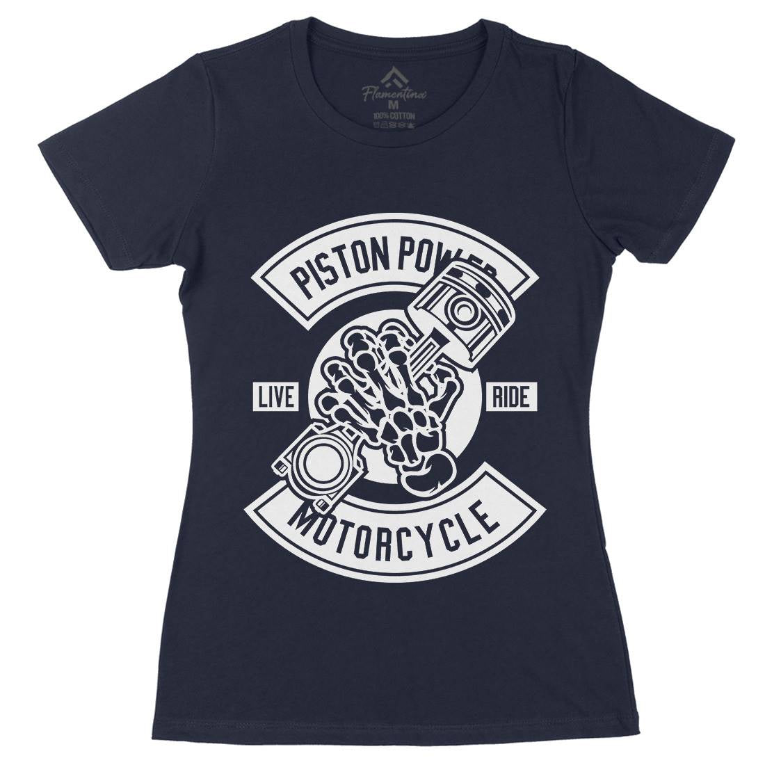 Piston Power Womens Organic Crew Neck T-Shirt Motorcycles B601