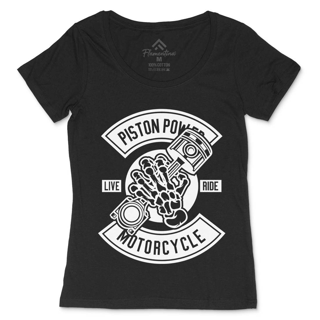 Piston Power Womens Scoop Neck T-Shirt Motorcycles B601