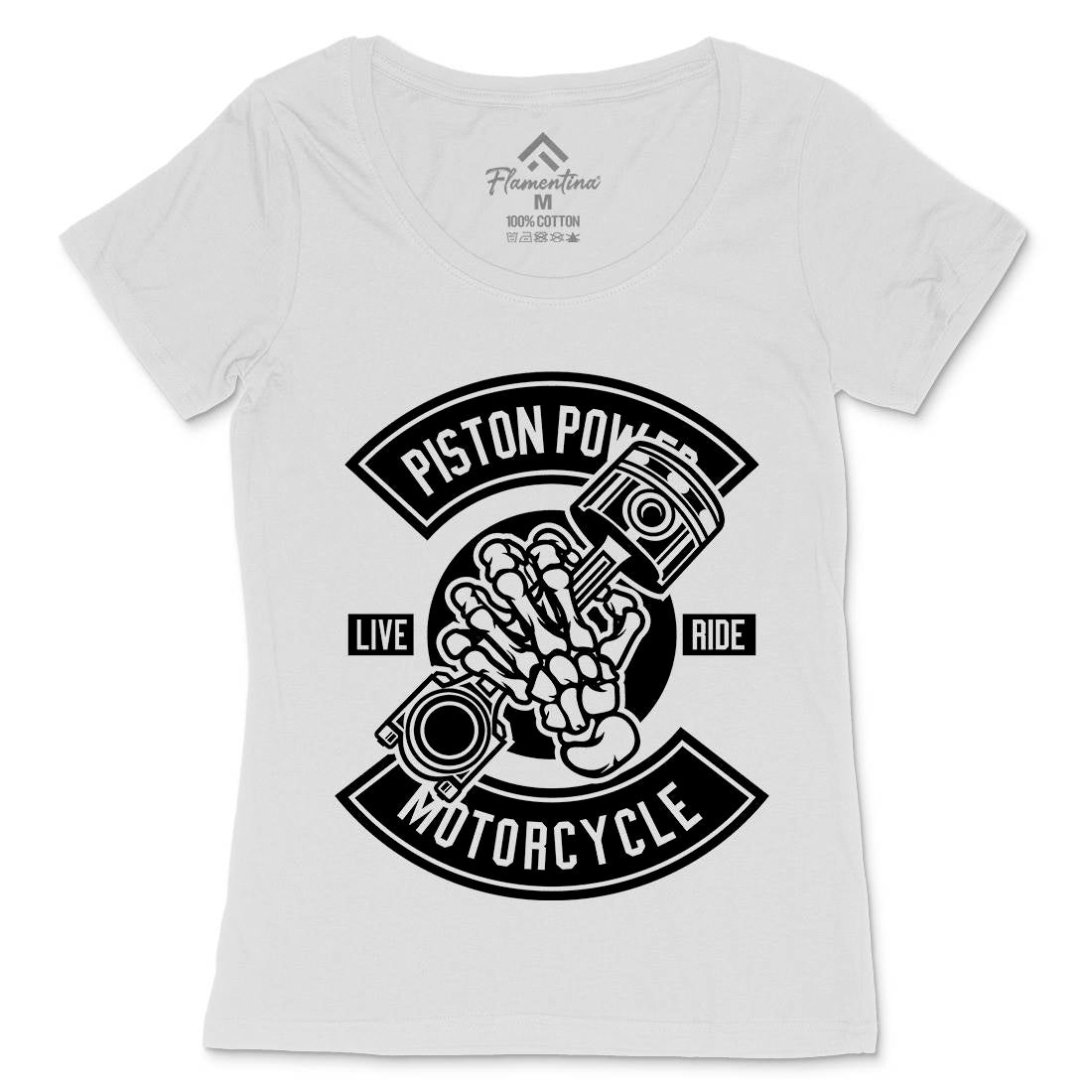Piston Power Womens Scoop Neck T-Shirt Motorcycles B601