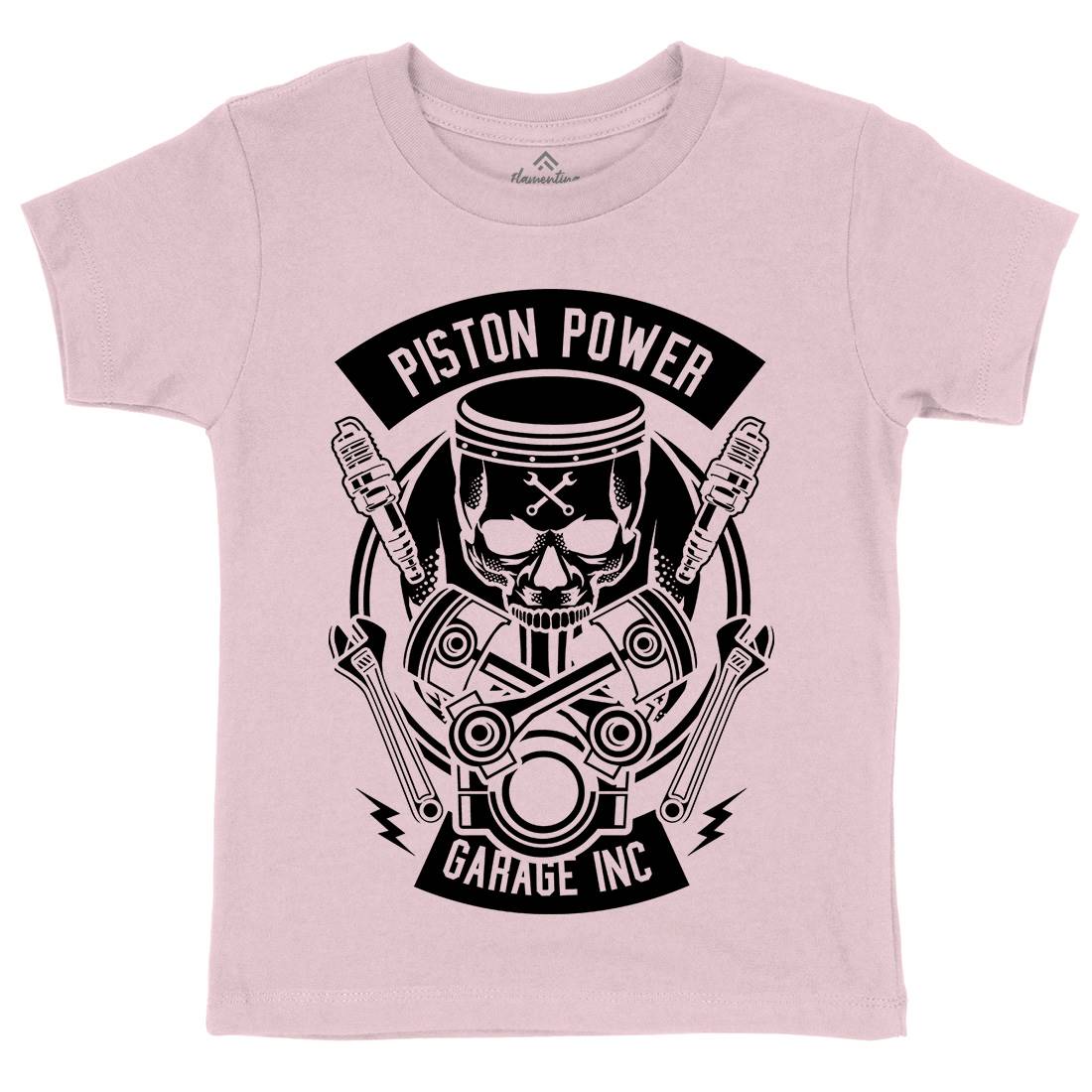 Piston Power Garage Kids Organic Crew Neck T-Shirt Motorcycles B602