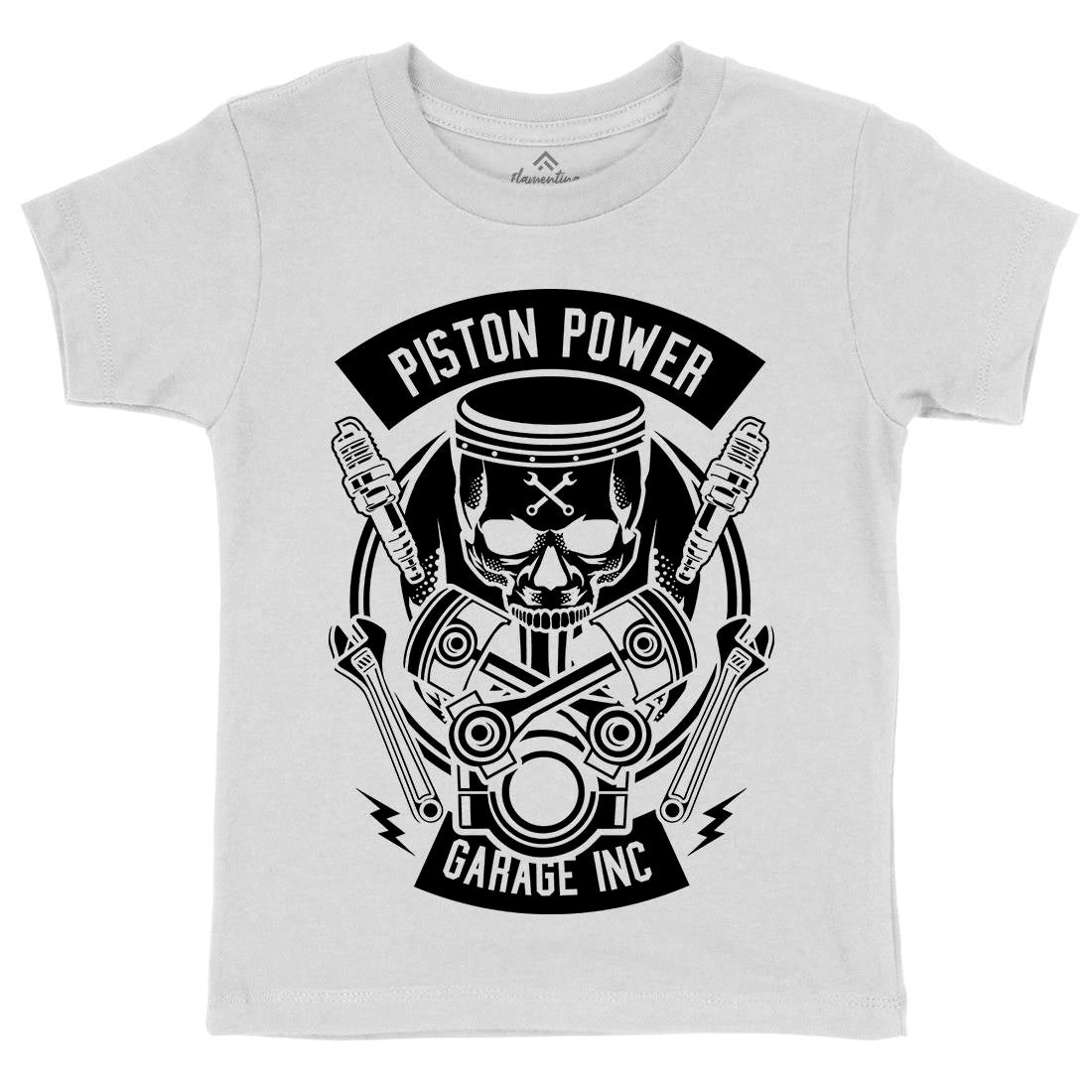 Piston Power Garage Kids Organic Crew Neck T-Shirt Motorcycles B602