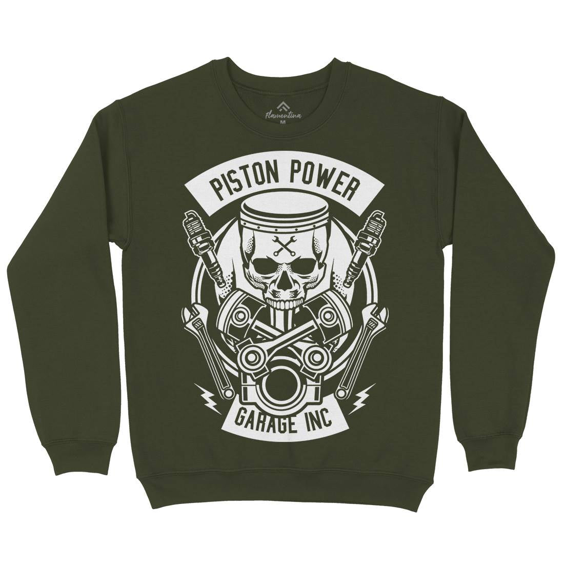 Piston Power Garage Mens Crew Neck Sweatshirt Motorcycles B602