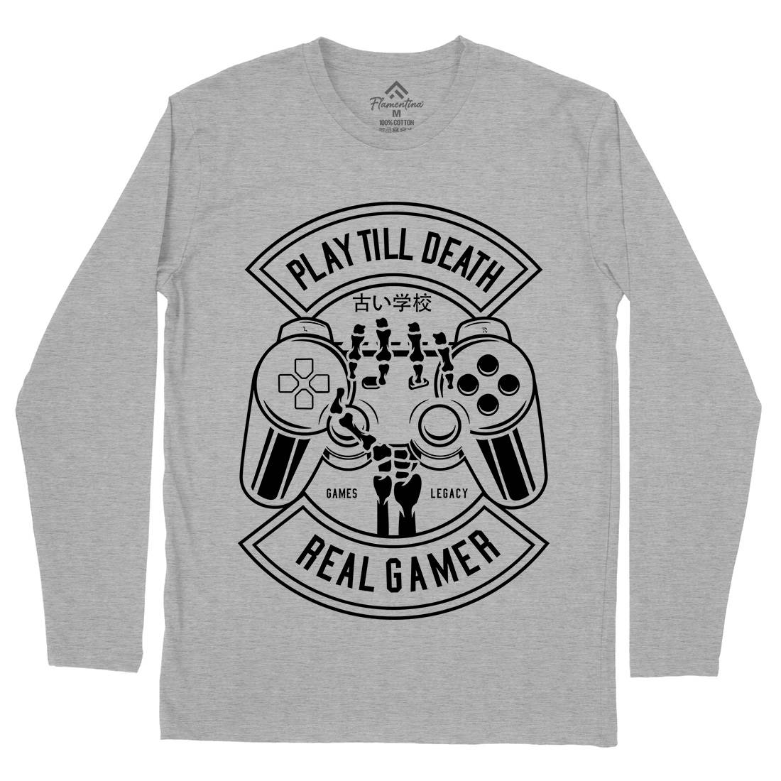Play Till Death Mens Long Sleeve T-Shirt Geek B603