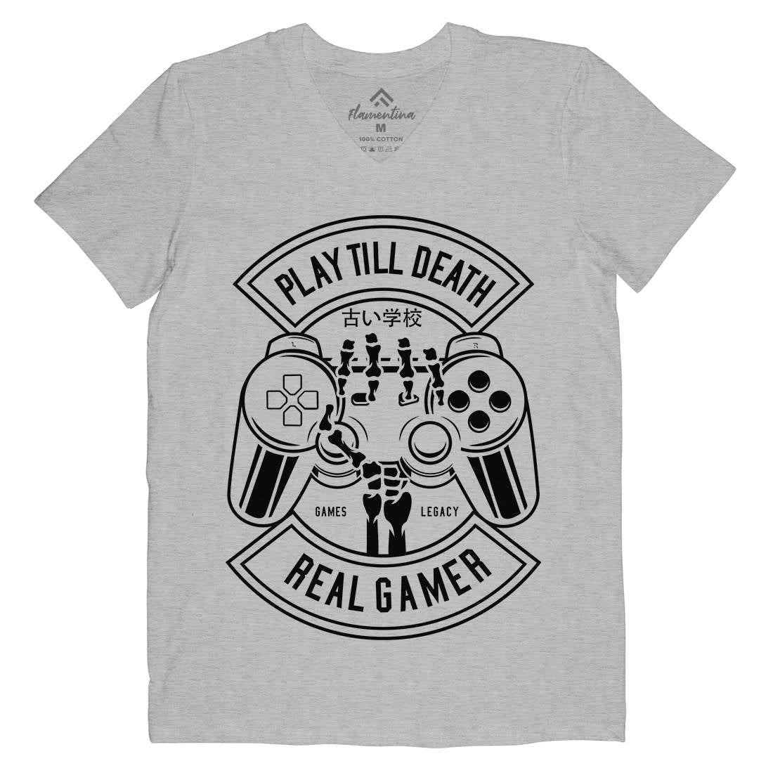 Play Till Death Mens Organic V-Neck T-Shirt Geek B603