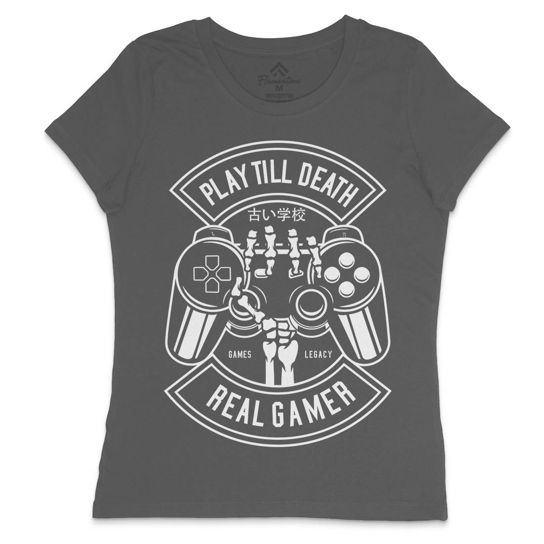 Play Till Death Womens Crew Neck T-Shirt Geek B603