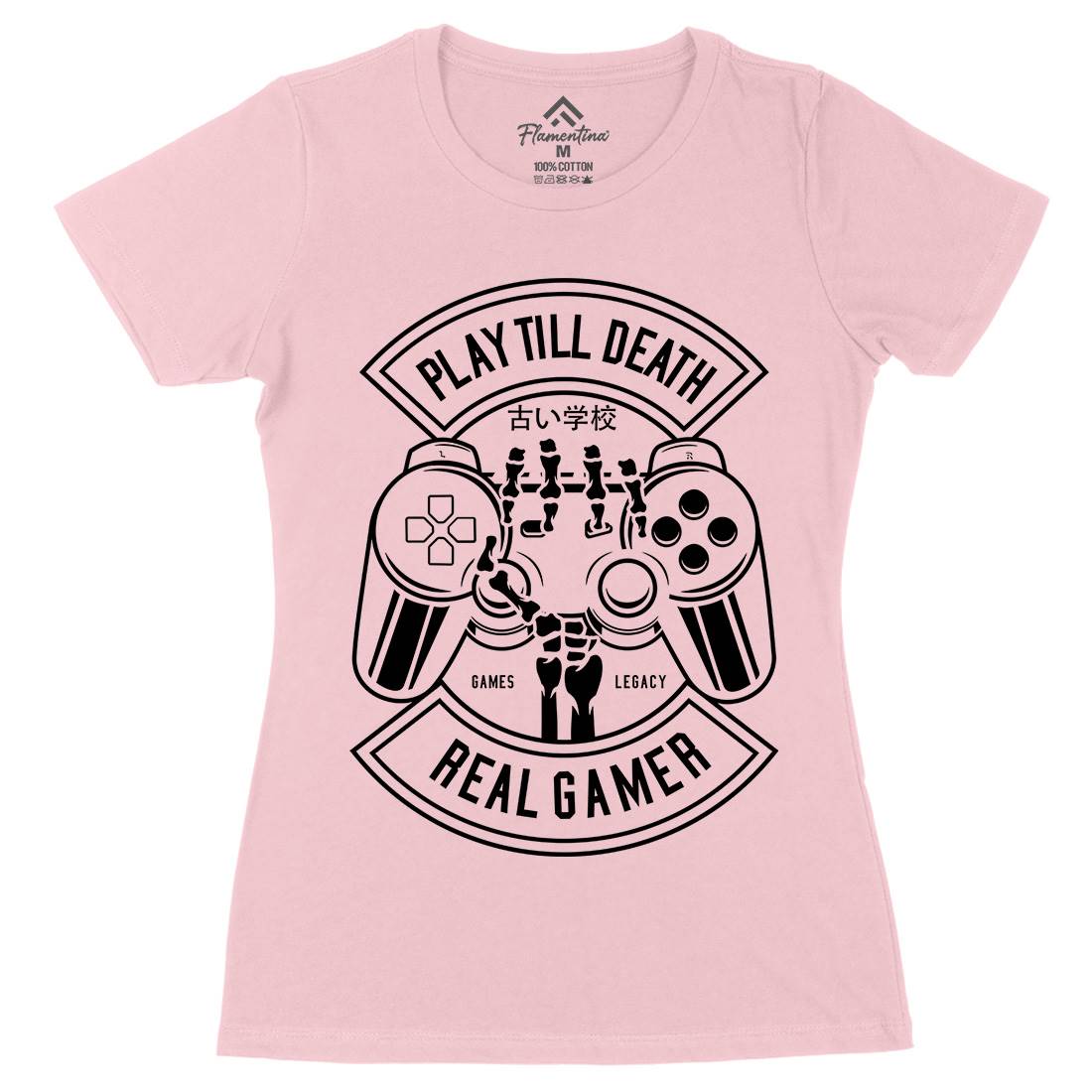 Play Till Death Womens Organic Crew Neck T-Shirt Geek B603