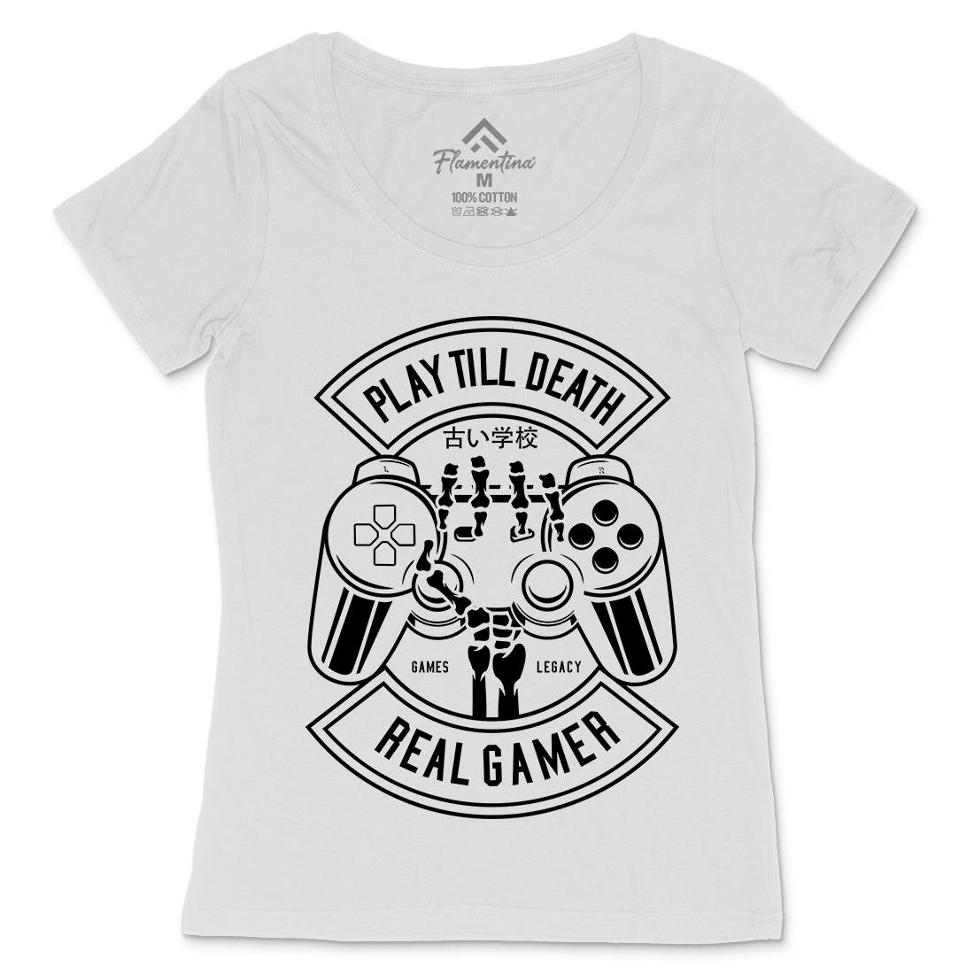 Play Till Death Womens Scoop Neck T-Shirt Geek B603