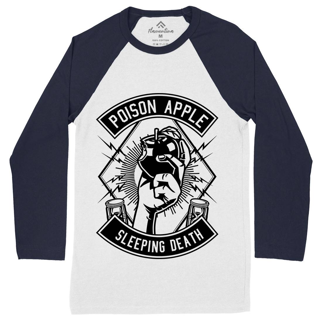 Poison Apple Mens Long Sleeve Baseball T-Shirt Horror B604