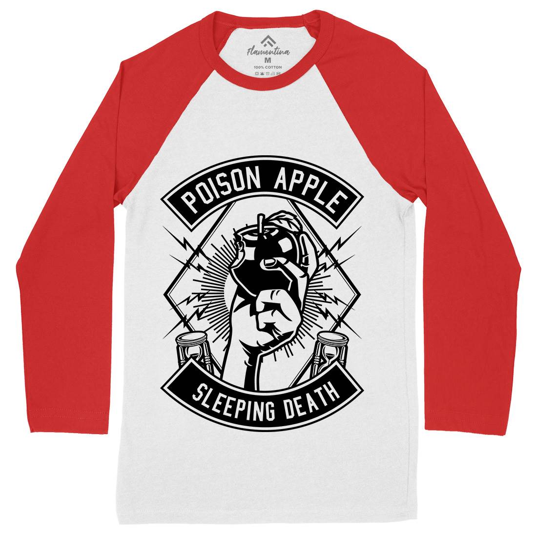 Poison Apple Mens Long Sleeve Baseball T-Shirt Horror B604