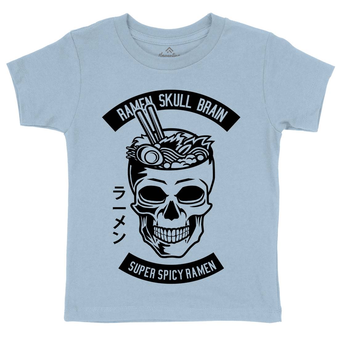 Ramen Skull Brain Kids Crew Neck T-Shirt Food B607