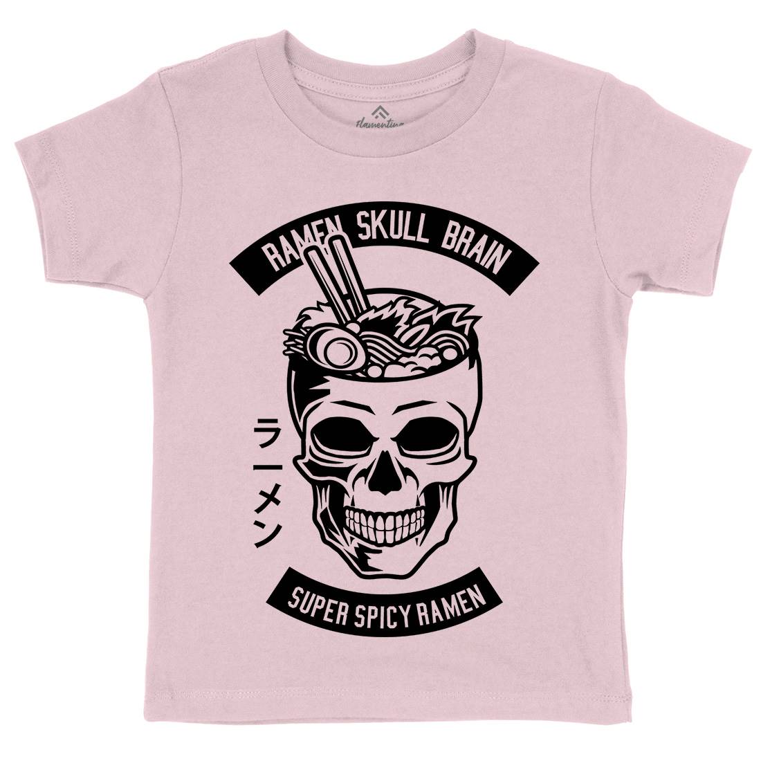 Ramen Skull Brain Kids Organic Crew Neck T-Shirt Food B607