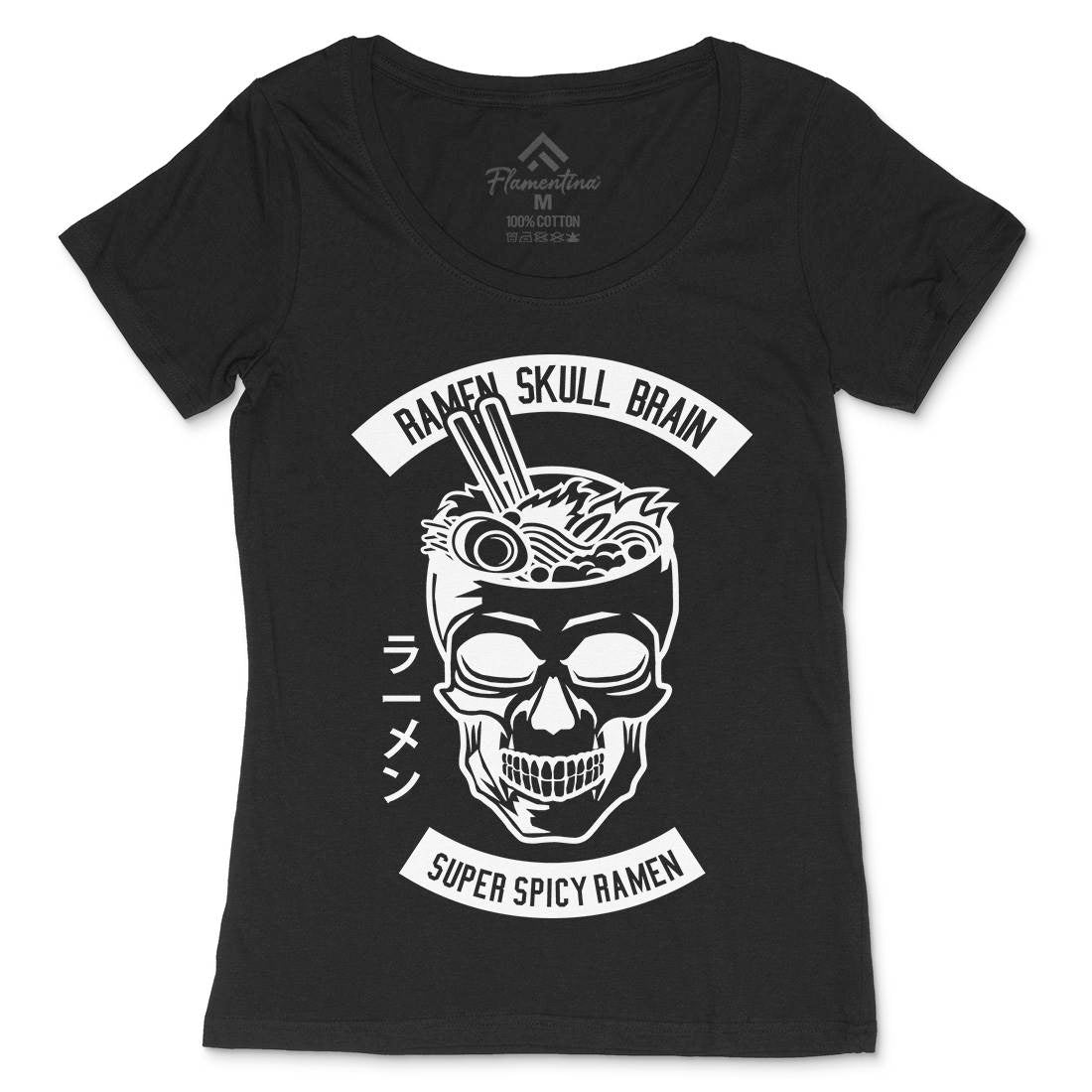 Ramen Skull Brain Womens Scoop Neck T-Shirt Food B607