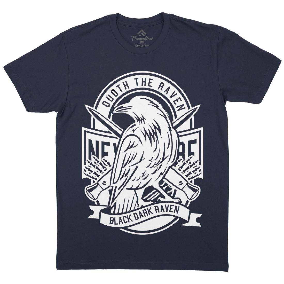Raven Mens Organic Crew Neck T-Shirt Animals B608