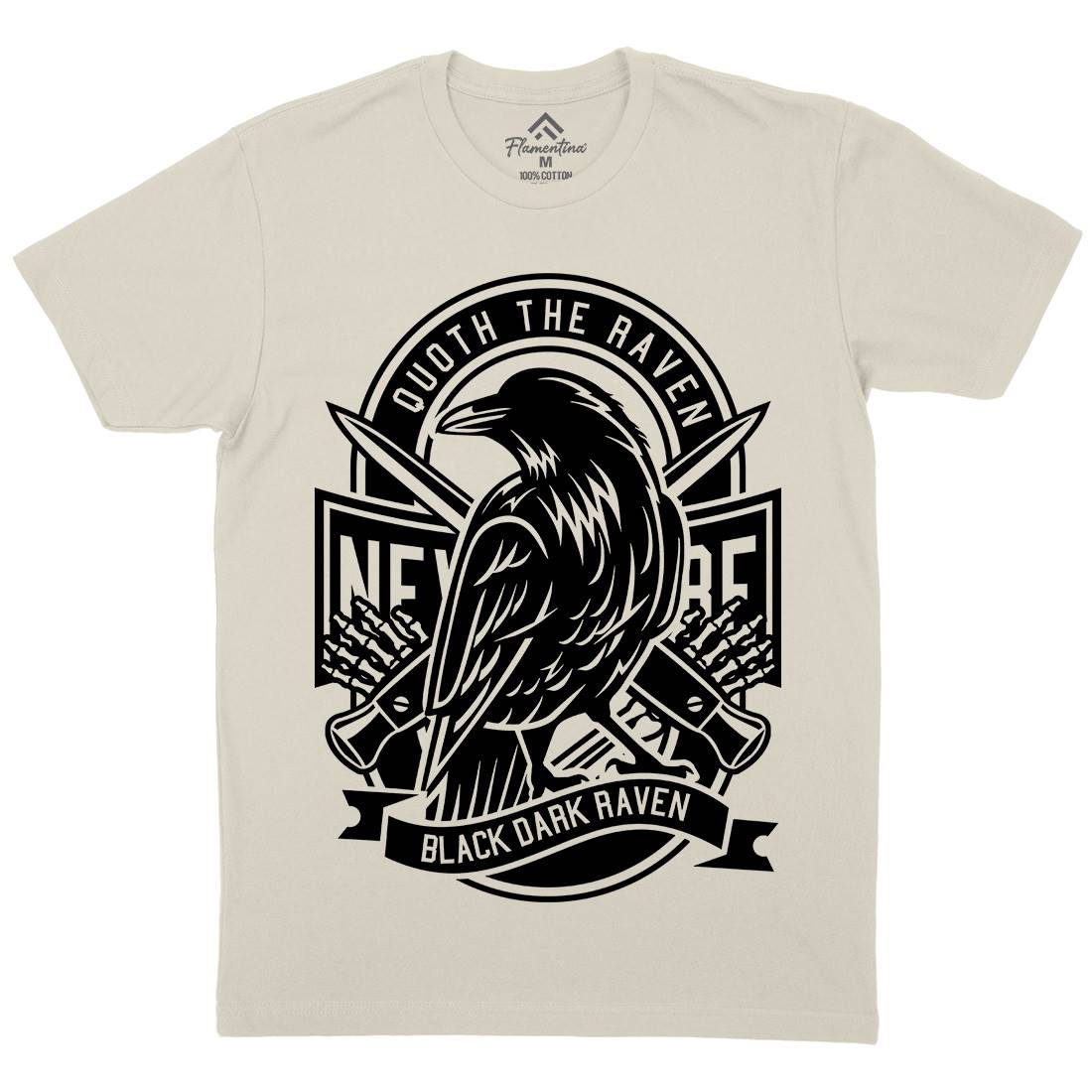 Raven Mens Organic Crew Neck T-Shirt Animals B608