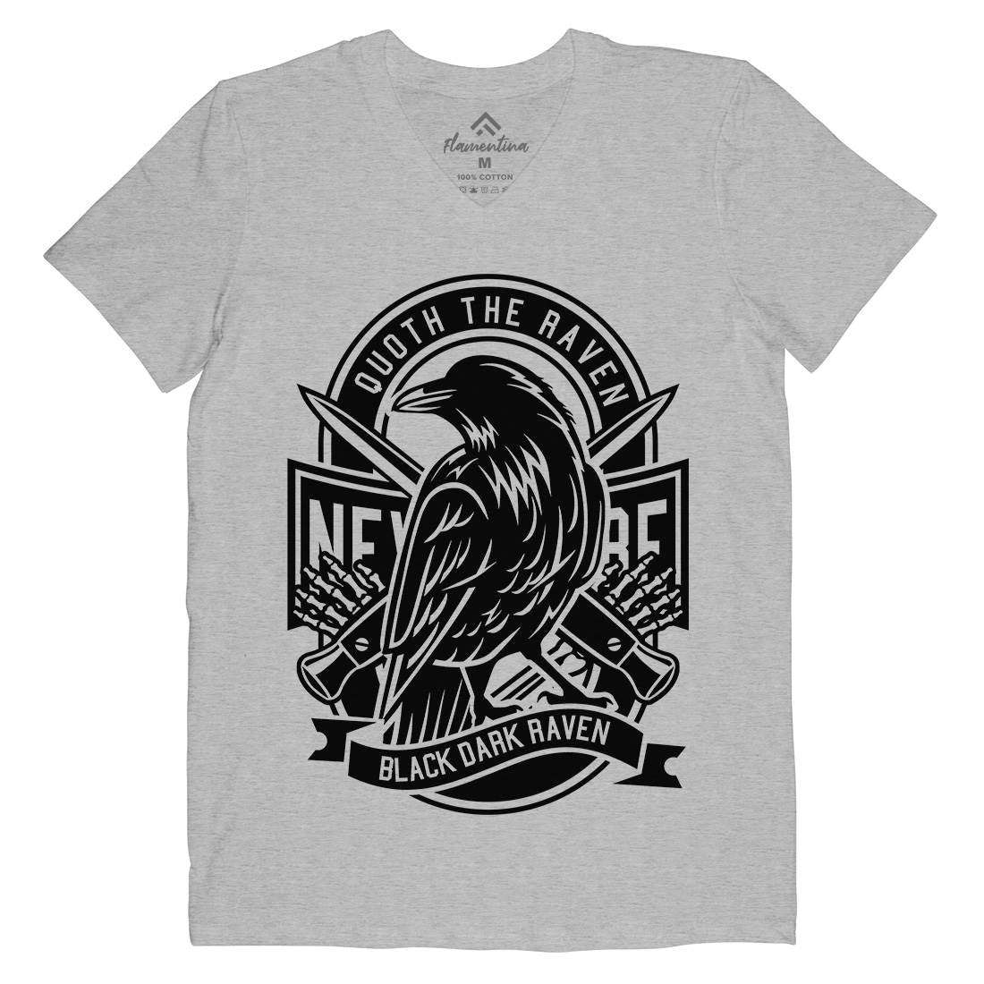 Raven Mens V-Neck T-Shirt Animals B608