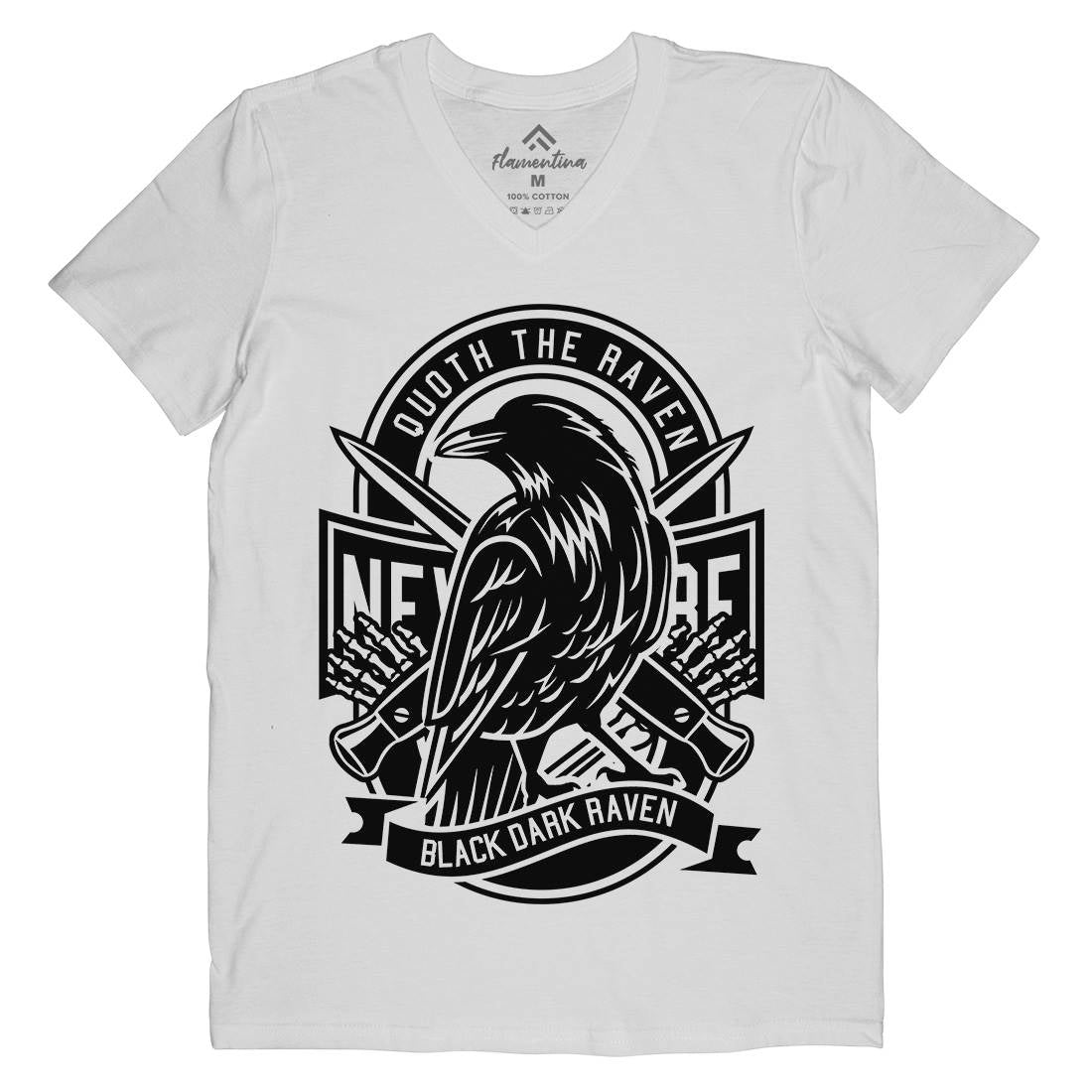Raven Mens Organic V-Neck T-Shirt Animals B608