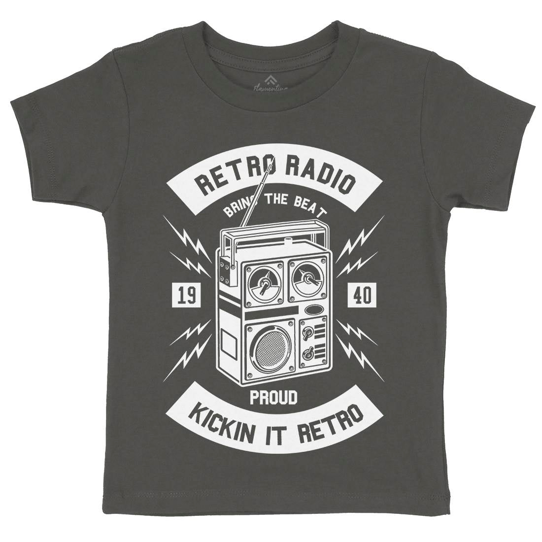 Retro Radio Kids Crew Neck T-Shirt Music B610