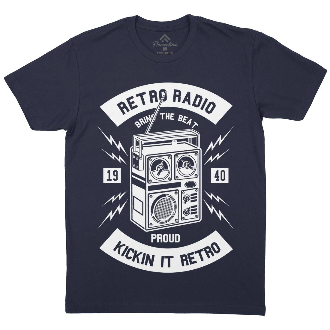 Retro Radio Mens Organic Crew Neck T-Shirt Music B610