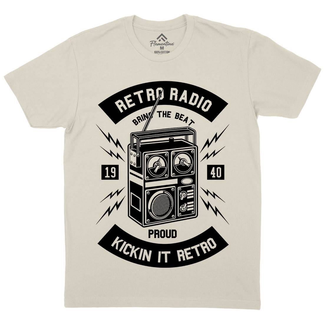 Retro Radio Mens Organic Crew Neck T-Shirt Music B610