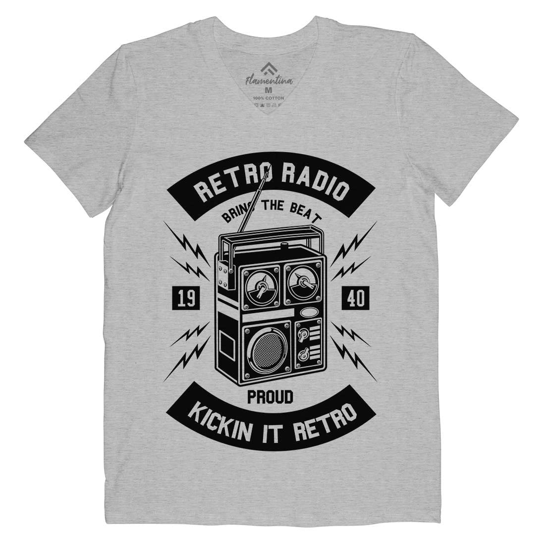 Retro Radio Mens V-Neck T-Shirt Music B610