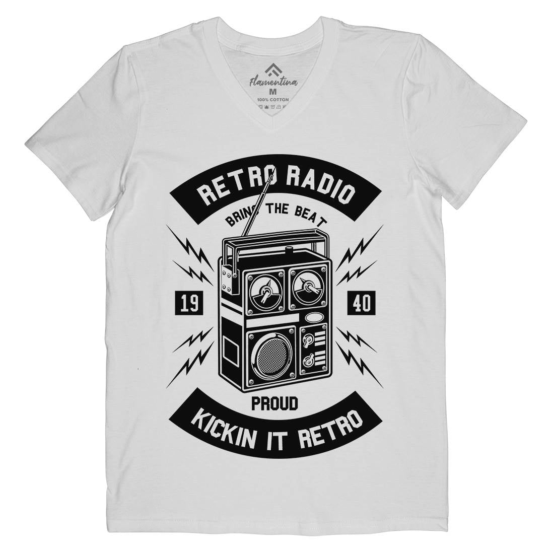 Retro Radio Mens V-Neck T-Shirt Music B610