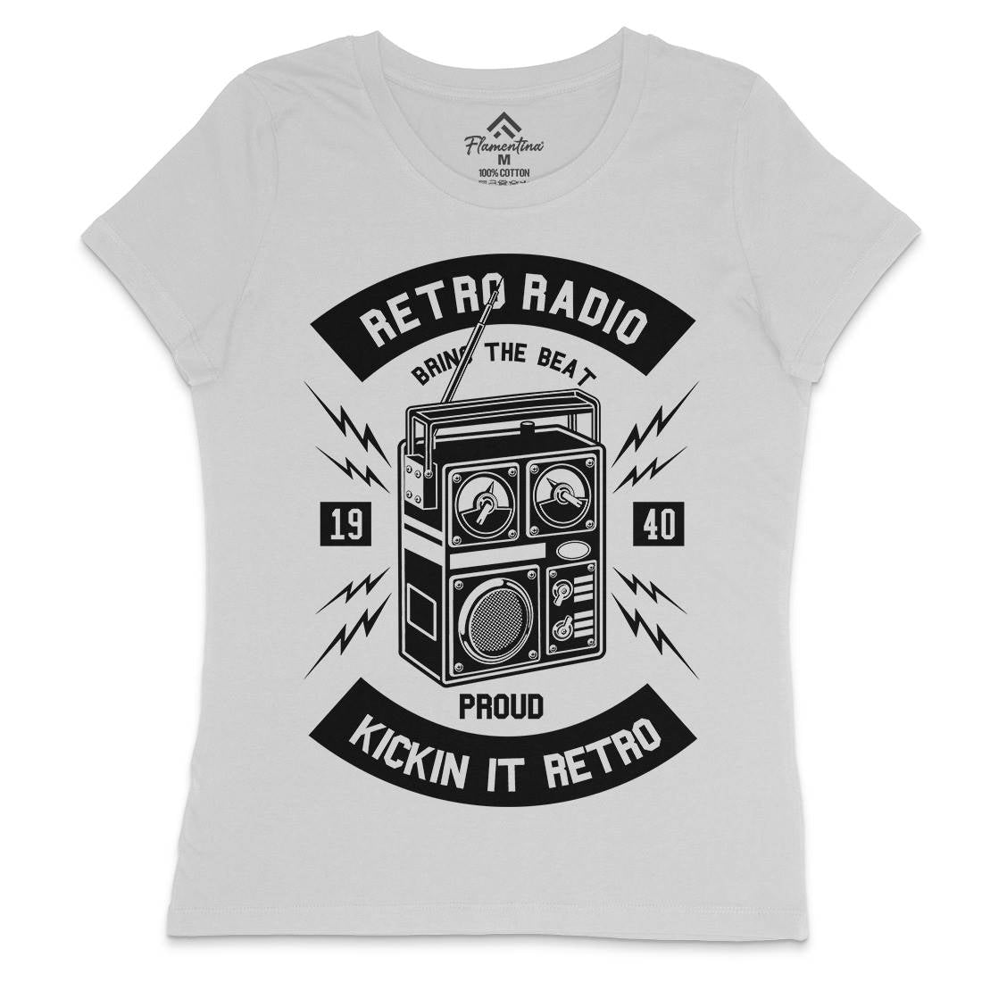 Retro Radio Womens Crew Neck T-Shirt Music B610