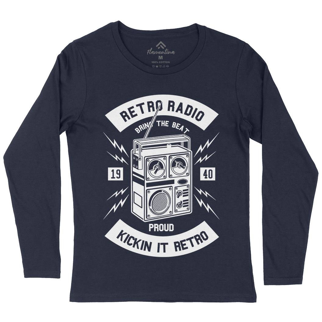 Retro Radio Womens Long Sleeve T-Shirt Music B610