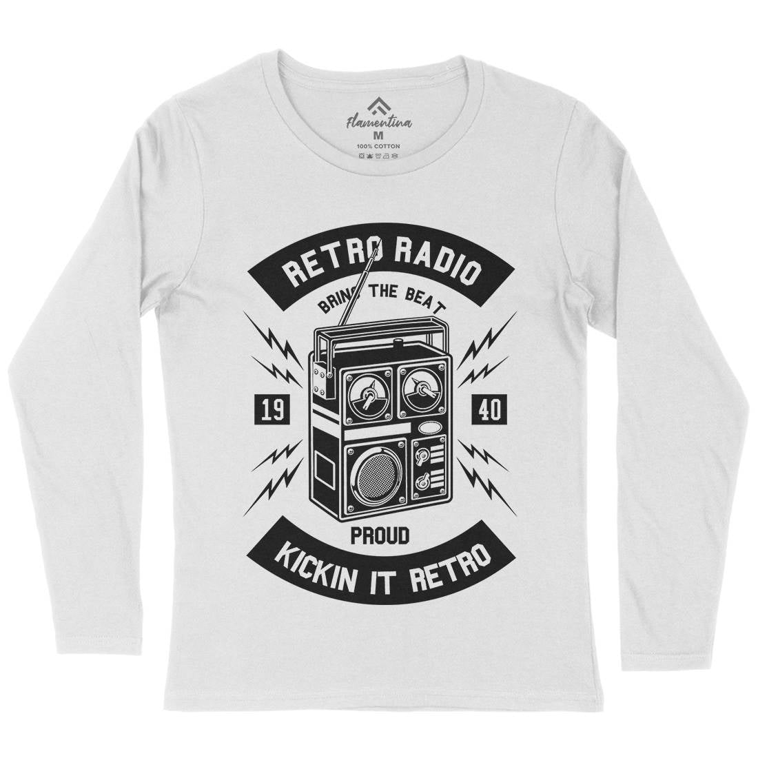 Retro Radio Womens Long Sleeve T-Shirt Music B610