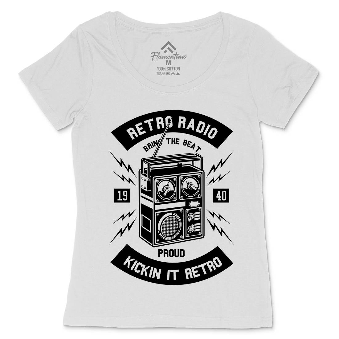 Retro Radio Womens Scoop Neck T-Shirt Music B610