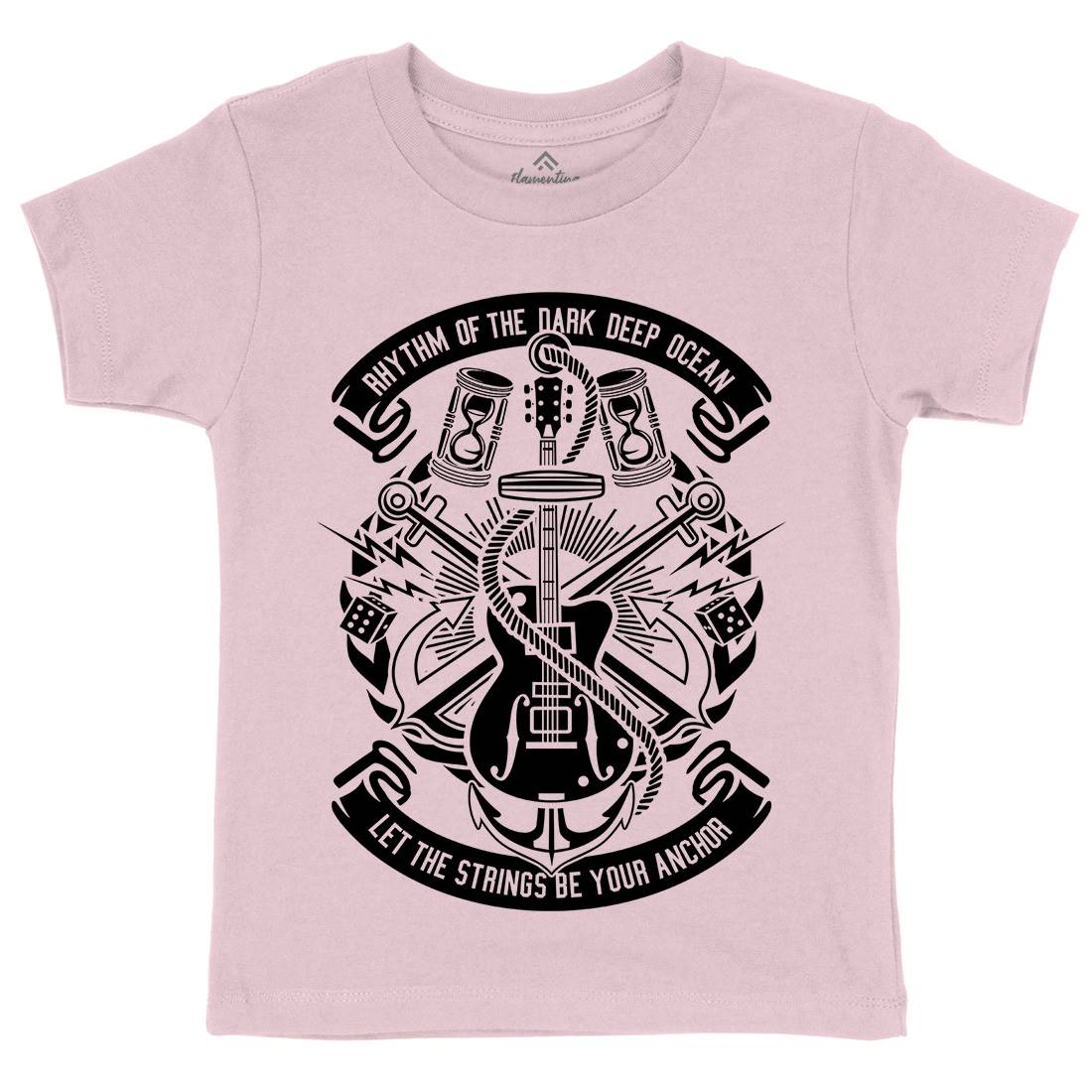 Rhythm Of Dark Ocean Kids Crew Neck T-Shirt Navy B611