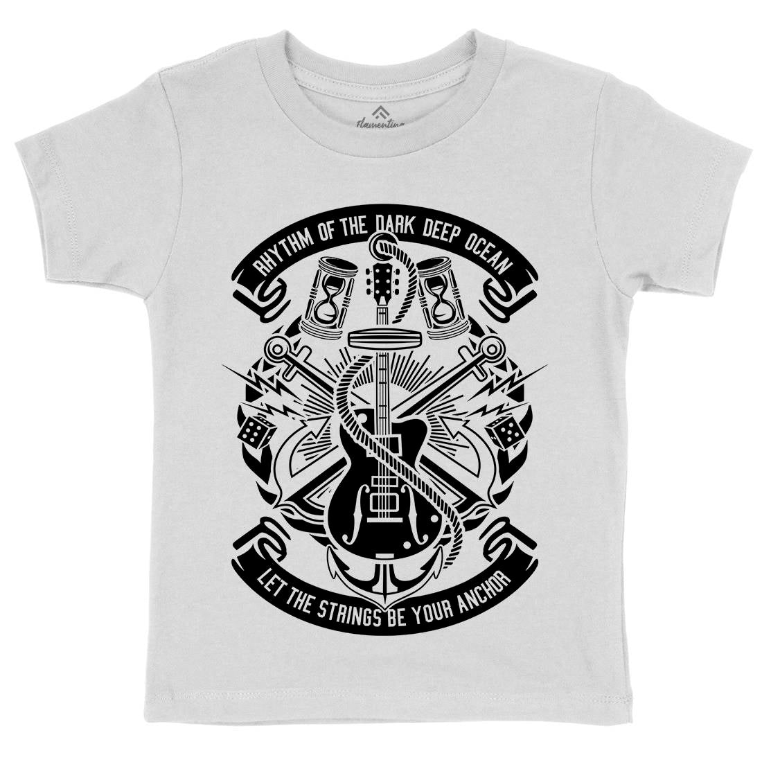 Rhythm Of Dark Ocean Kids Crew Neck T-Shirt Navy B611