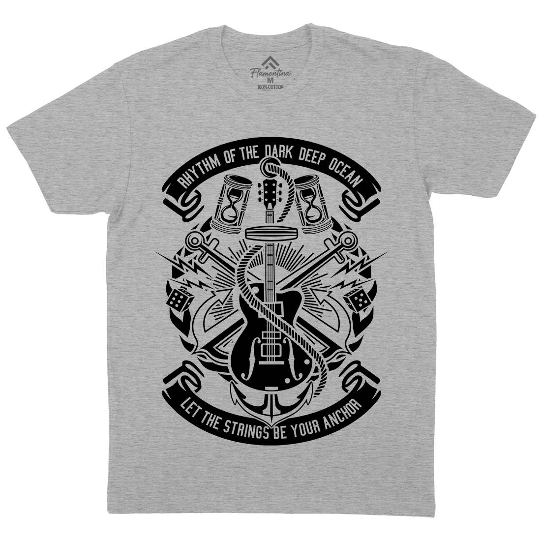 Rhythm Of Dark Ocean Mens Organic Crew Neck T-Shirt Navy B611