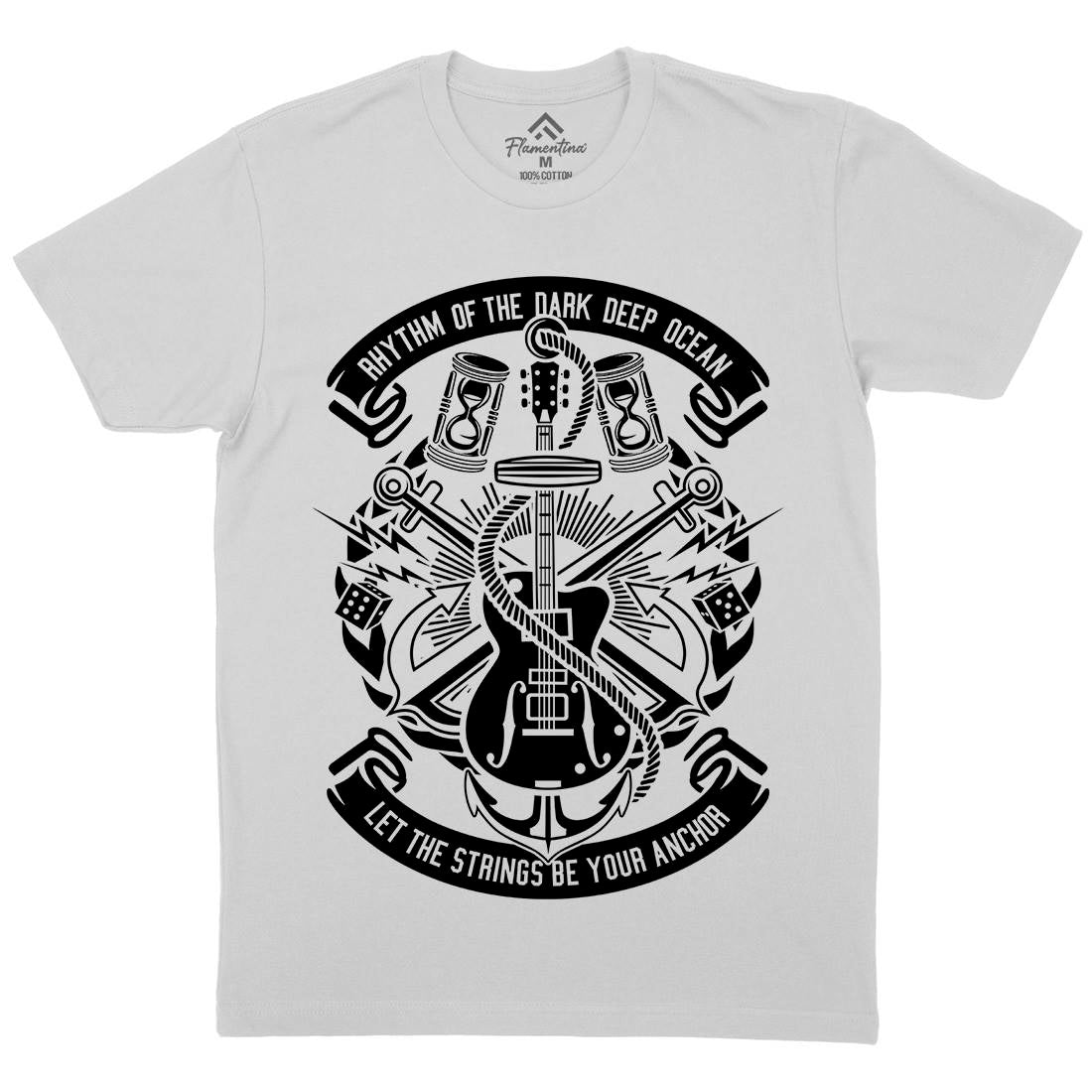 Rhythm Of Dark Ocean Mens Crew Neck T-Shirt Navy B611
